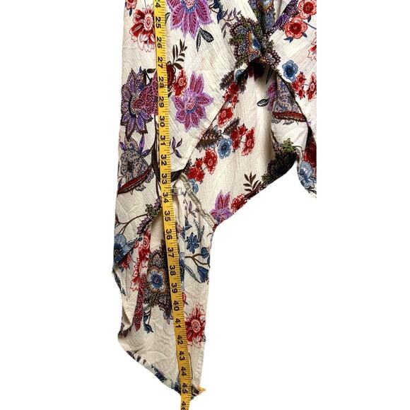 Women Sz M Cardigan Waterfall Duster Cover Up Boho Floral Flowy Patrons Of Peace - Picture 11 of 15